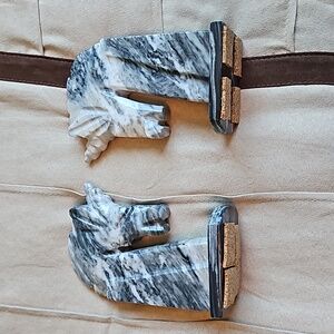 Marble unicorn bookends pair